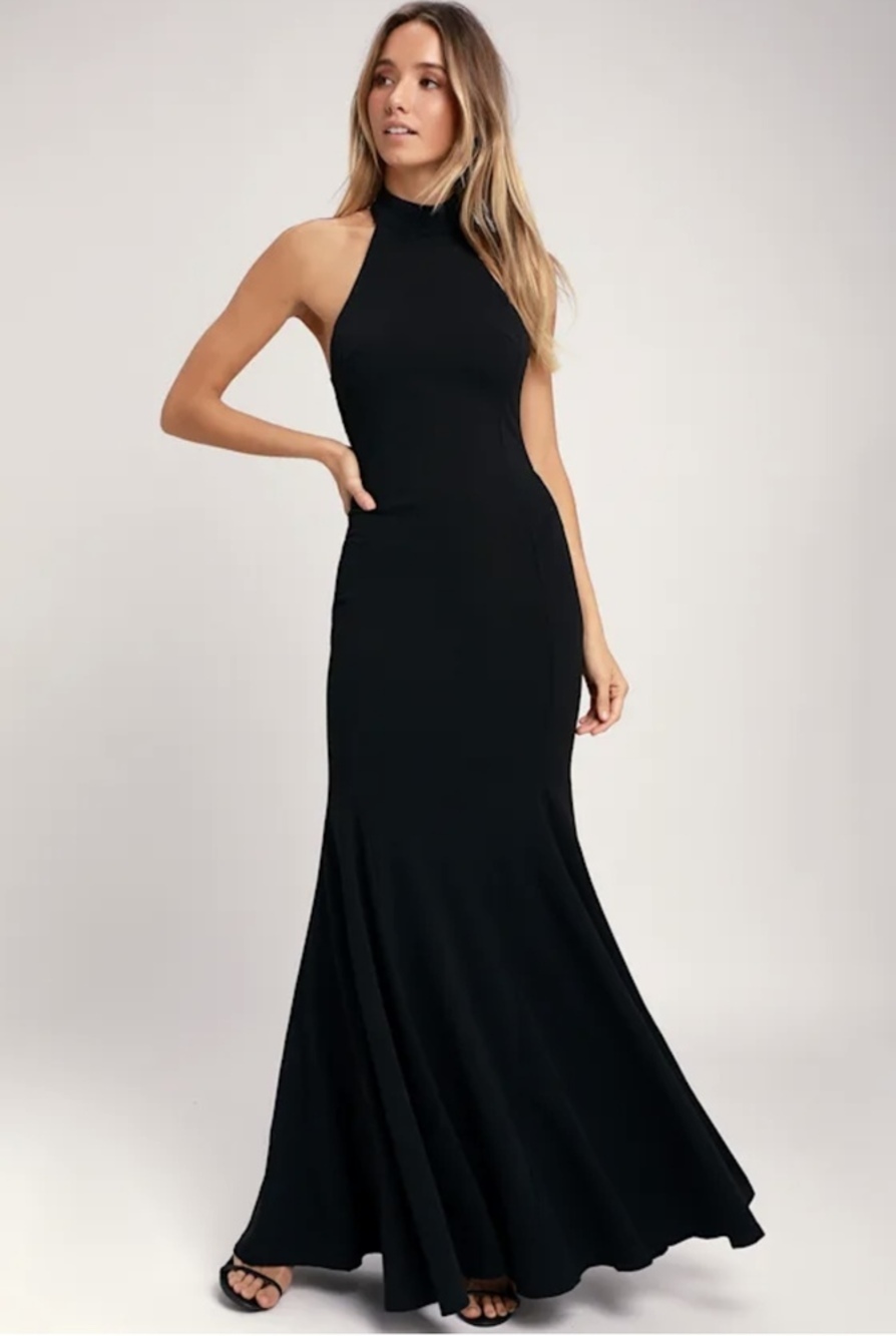 Lulus Slice of Joy Black Halter Maxi Dress homecoming dress